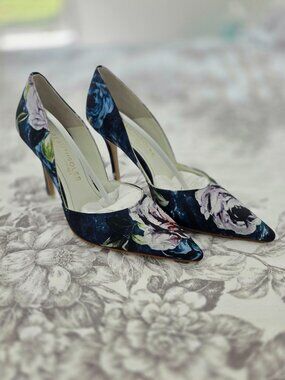 NIB Beautiisoles by Robryn Shreiber, 'Allegra' Navy Fabric Shoes 7.5 Perf. Cond.